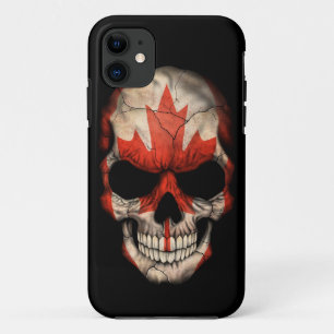 Capa Para iPhone Da Case-Mate Crânio canadense da bandeira no preto