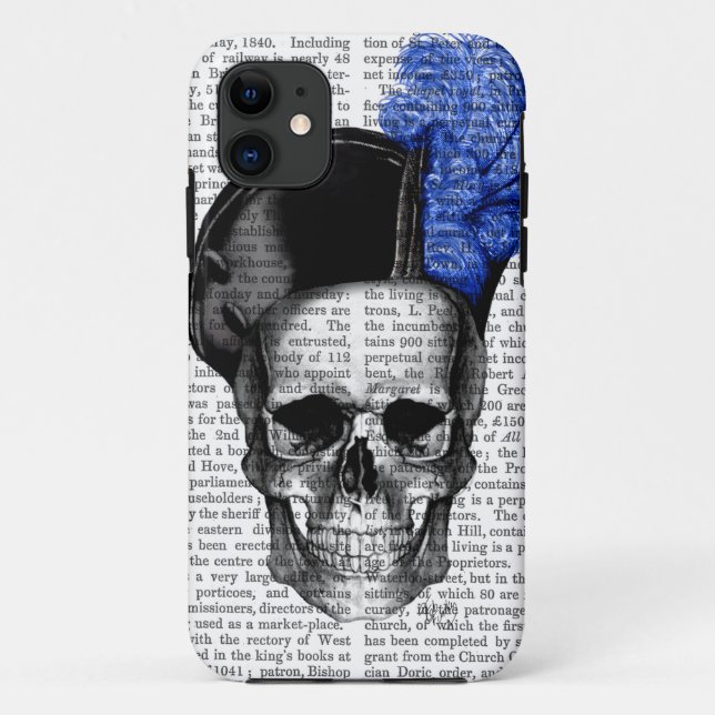 Capa Para iPhone Da Case-Mate Crânio com chapéu azul (Verso)