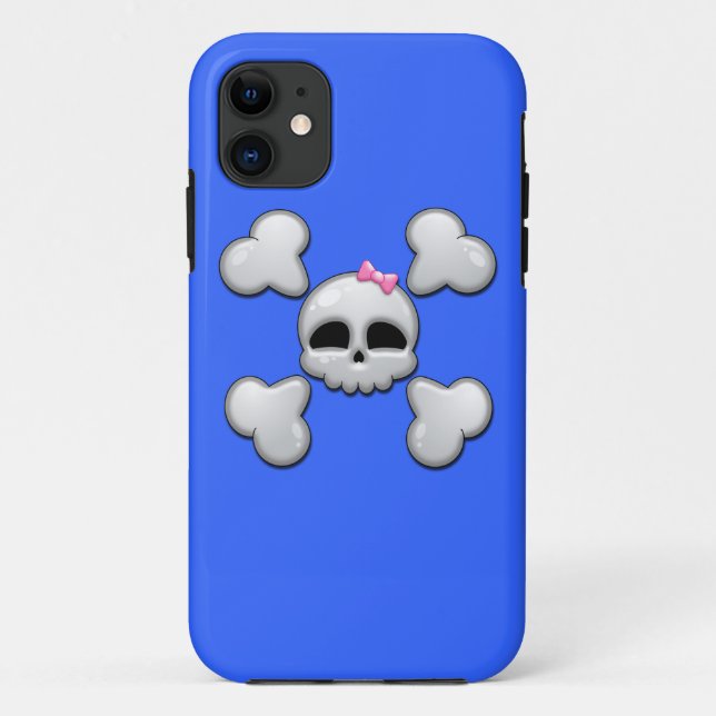 Capa Para iPhone Da Case-Mate Crânio dos desenhos animados das meninas (Verso)