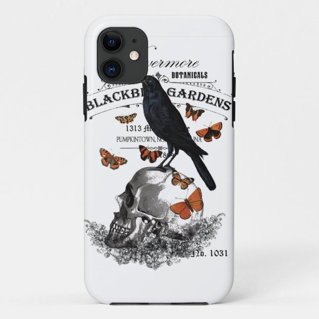 Capa Para iPhone Da Case-Mate crânio e corvo de halloween (Verso)