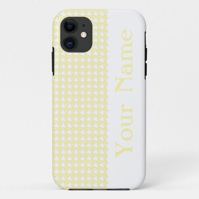 Capa Para iPhone Da Case-Mate Cream Modern Houndstooth com nome (Verso)