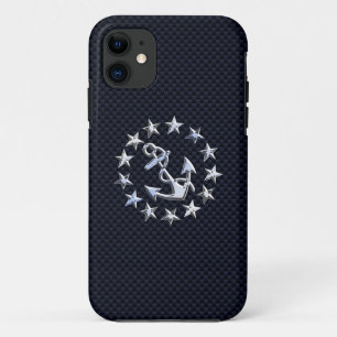 Capa Para iPhone Da Case-Mate Cromo náutico do carbono azul como o impressão d