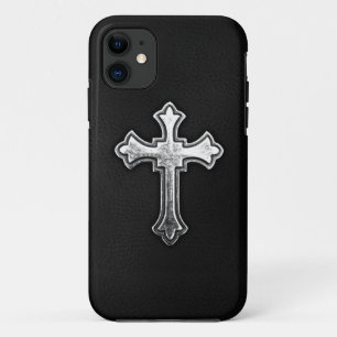 Capa Para iPhone Da Case-Mate Crucifixo metálico no couro preto