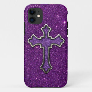 Capa Para iPhone Da Case-Mate Cruz do brilho do roxo e do rosa