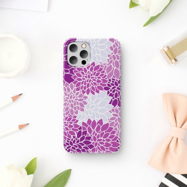 Capa Para iPhone Da Case-Mate Dahlia Flowers, Pattern Of Flowers, Purple Dahlia (Criador carregado)