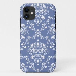 Capa Para iPhone Da Case-Mate Damasco azul e branco da pervinca