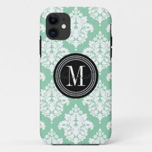 Capa Para iPhone Da Case-Mate Damasco escuro elegante da hortelã personalizado