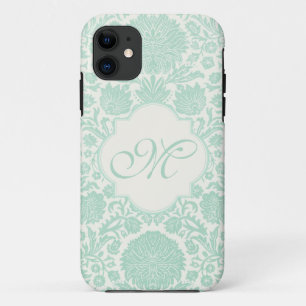 Capa Para iPhone Da Case-Mate Damasco floral retro verde de Seafoam com