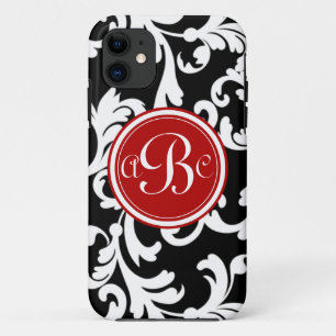 Capa Para iPhone Da Case-Mate Damasco Monogrammed de "B" no vermelho e no preto
