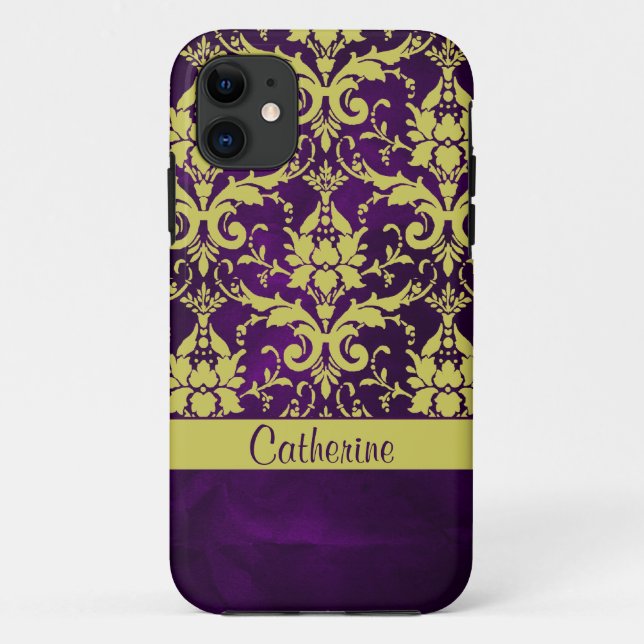 Capa Para iPhone Da Case-Mate Damasco roxo Dourado (Verso)