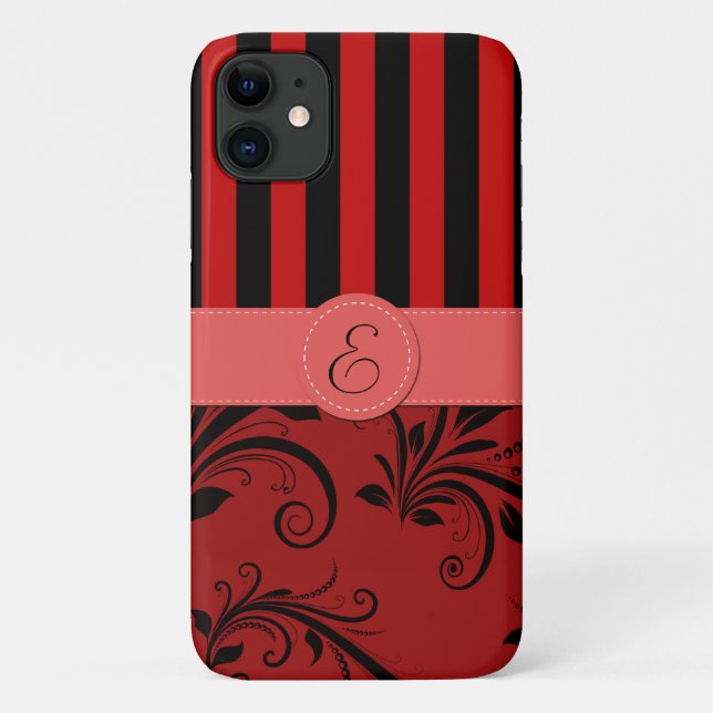 Capa Para iPhone Da Case-Mate Damasco Vermelho, Stripes Vermelhas, Stripes, Mono (Verso)