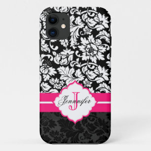 Capa Para iPhone Da Case-Mate Damascos Florais de Vintagem Preta Branca e Rosa