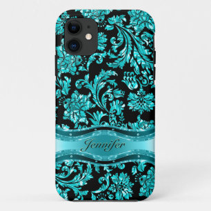Capa Para iPhone Da Case-Mate Damascos Florais Metálicos Pretos e Azuis - Person