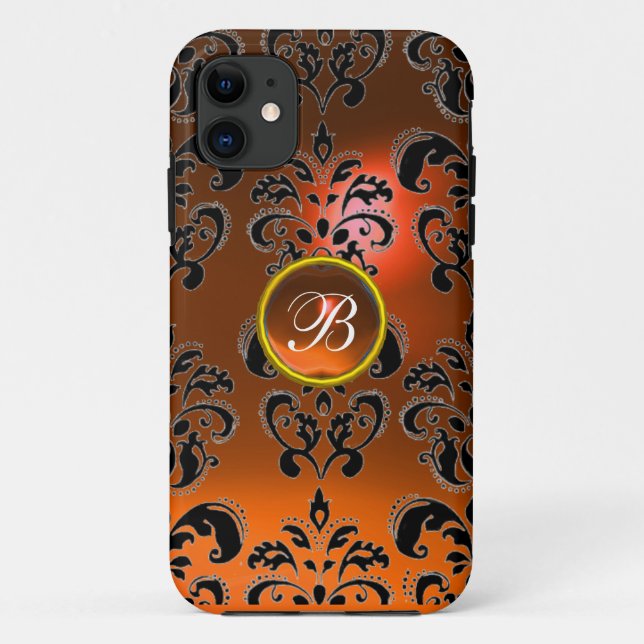 Capa Para iPhone Da Case-Mate DAMASK GEM MONOGRAM laranja (Verso)