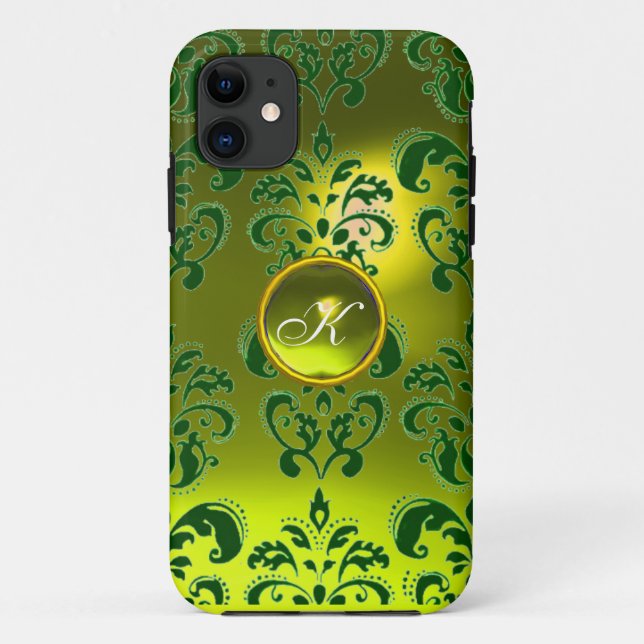 Capa Para iPhone Da Case-Mate DAMASK GEM MONOGRAM verde (Verso)