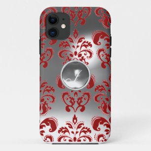 Capa Para iPhone Da Case-Mate DAMASK GEM MONOGRAM vermelha branca