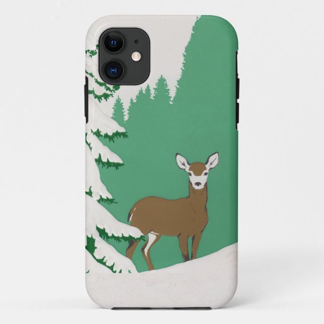 Capa Para iPhone Da Case-Mate Deer Snow Winter Scense Pine Tree (Verso)
