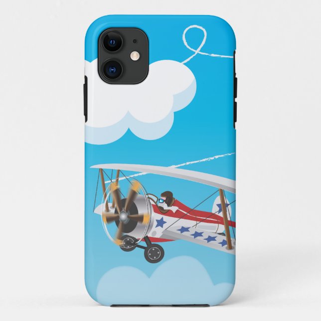 Capa Para iPhone Da Case-Mate Desenho animado de biplano voador (Verso)