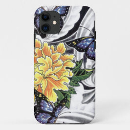 Capa Para iPhone Da Case-Mate Desenho de Tatuagem de Peônia Amarela e Borboleta