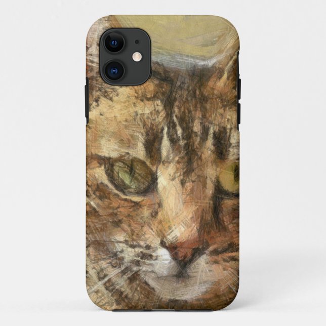 Capa Para iPhone Da Case-Mate Desenho do Lápis do Tabby Cat (Verso)