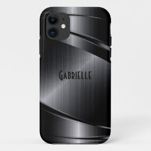 Capa Para iPhone Da Case-Mate Design de preto metálico com aspecto de alumínio e