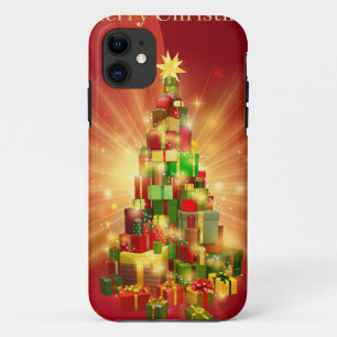 Capa Para iPhone Da Case-Mate Design vermelho da árvore do presente do Feliz