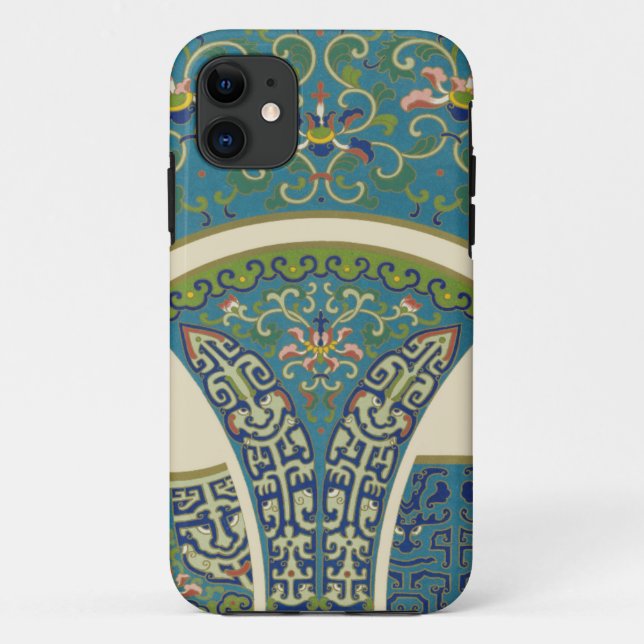 Capa Para iPhone Da Case-Mate Designs orientais azuis com caras sorridentes (Verso)