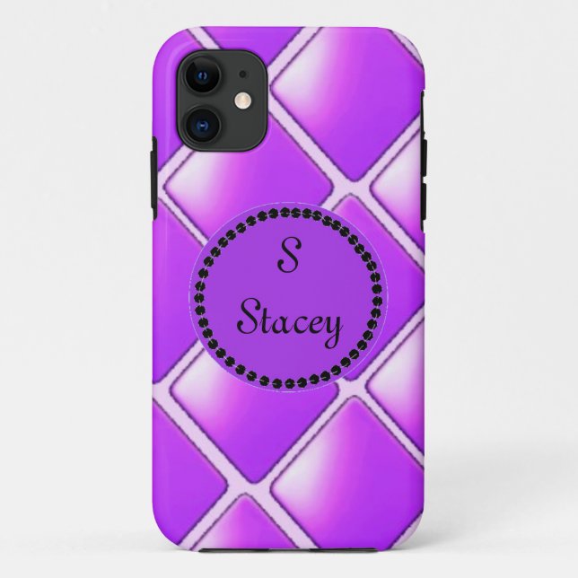 Capa Para iPhone Da Case-Mate Diamante Roxo Ousado Com Monograma (Verso)