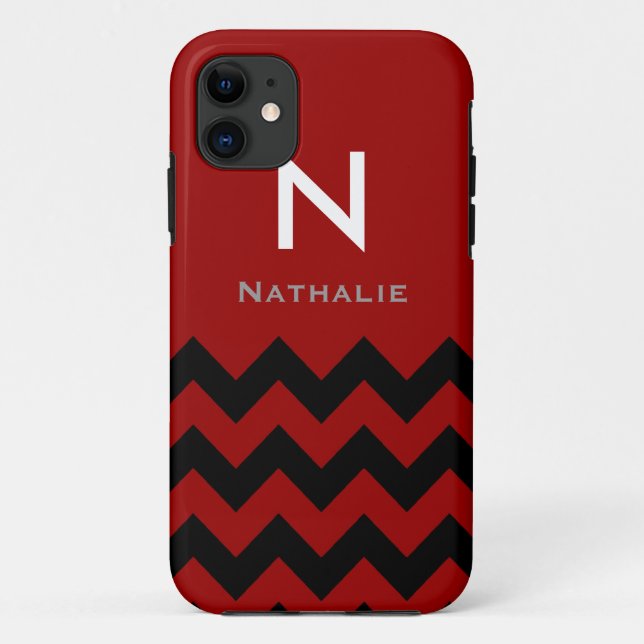 Capa Para iPhone Da Case-Mate divisa preto/vermelho monograma (Verso)