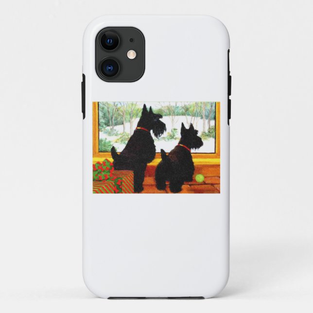 Capa Para iPhone Da Case-Mate Dois Cachorros Scotty no Natal (Verso)