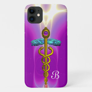 Capa Para iPhone Da Case-Mate DOURADO SÍMBOLO MÉDICO CADUANO Monograma Roxo