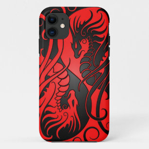 Capa Para iPhone Da Case-Mate Dragões de Yin Yang do vôo - vermelho e preto