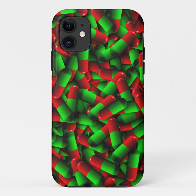 Capa Para iPhone Da Case-Mate drogas de pílulas verdes vermelhas (Verso)