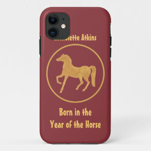 Capa Para iPhone Da Case-Mate Efeito Dourado, Ano Vermelho Profundo do Cavalo