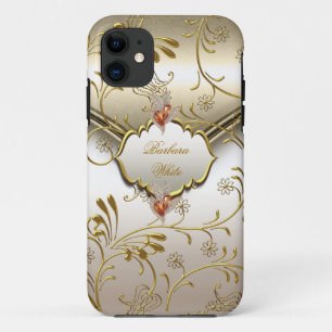 Capa Para iPhone Da Case-Mate Elegante Damasco Caramelo Creme Bege Dourado Âmbar