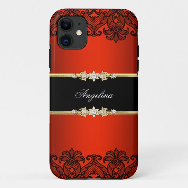 Capa Para iPhone Da Case-Mate Elegante Sofisticado Regal Vermelho Renda Preto Do (Verso)