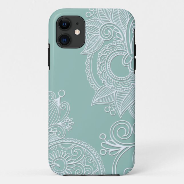 Capa Para iPhone Da Case-Mate Embossed Boho Teal Paisley (Verso)