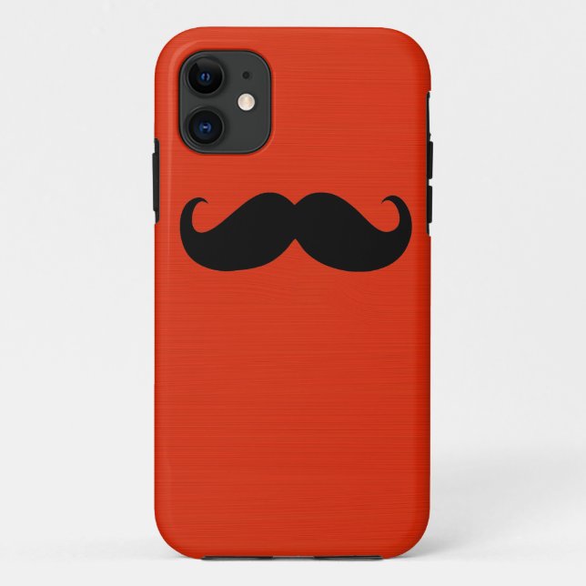 Capa Para iPhone Da Case-Mate Engraçado bigode preto no fundo vermelho-alaranjad (Verso)