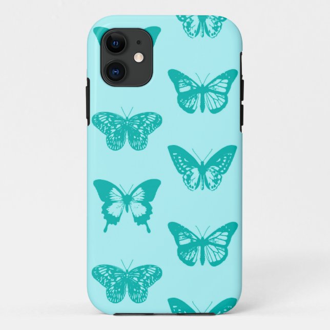 Capa Para iPhone Da Case-Mate Esboço da borboleta, aqua e turquesa (Verso)