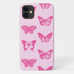 Capa Para iPhone Da Case-Mate Esboço de borboletas, rosas claro e fúcsia