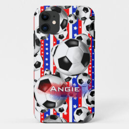 Capa Para iPhone Da Case-Mate Esferas de futebol EUA White Blue Stars e Stripes