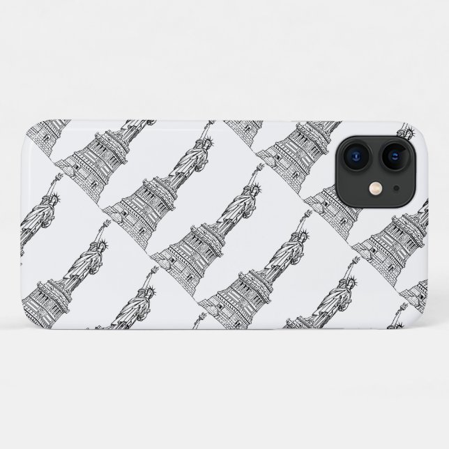 Capa Para iPhone Da Case-Mate Estatuto Negro e Branco da Liberdade (Verso (horizontal))