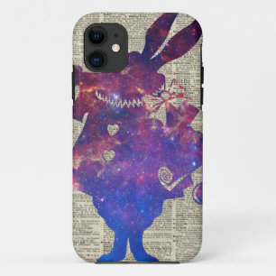 Capa Para iPhone Da Case-Mate Estêncil roxo do coelho do arauto sobre a página