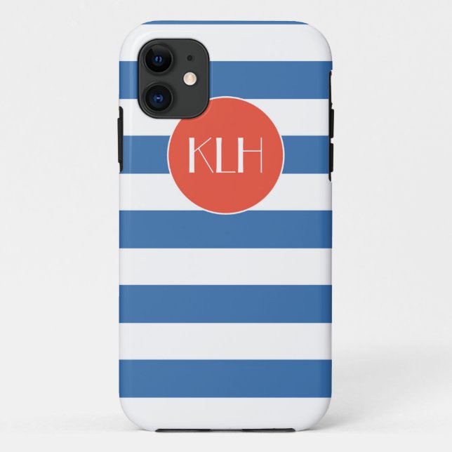 Capa Para iPhone Da Case-Mate Estilo Classic Blue Stripes Cabana (Verso)