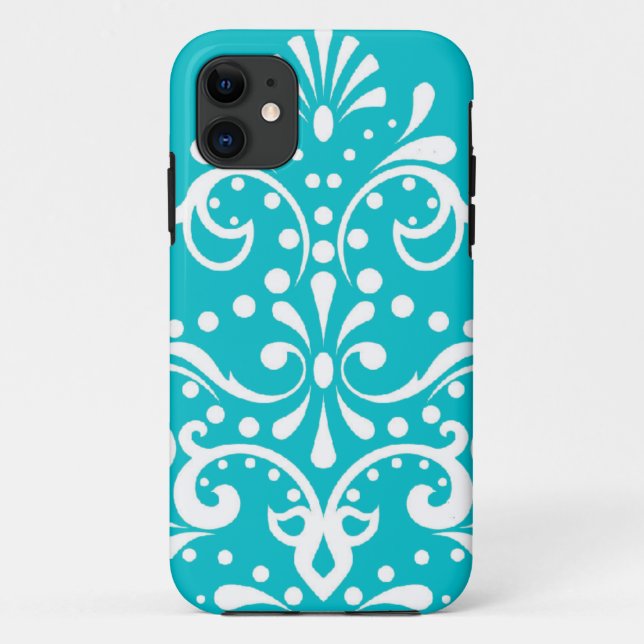 Capa Para iPhone Da Case-Mate estilo henna damasco azul turquesa e branco (Verso)