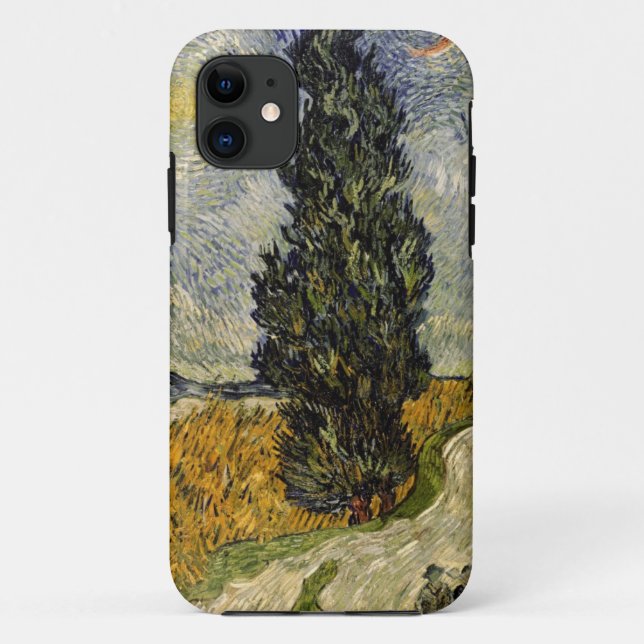 Capa Para iPhone Da Case-Mate Estrada com ciprestes, 1890 de Vincent van Gogh | (Verso)