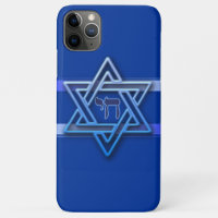 Estrela Azul e Branco Hebraica Chai de David