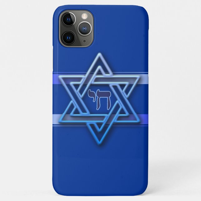 Capa Para iPhone Da Case-Mate Estrela Azul e Branco Hebraica Chai de David (Verso)