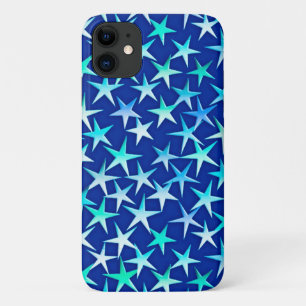 Capa Para iPhone Da Case-Mate Estrelas de cetim, azul pálido sobre cobalto