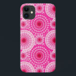 Capa Para iPhone Da Case-Mate Estrelas e pineiras, fuchsia rosa e marrom<br><div class="desc">Impulso fractal gerado digitalmente e gráfico pinroda em tons de rosa macio,  com sotaques de marrom/burgundy,  sobre fundo cor-de-rosa fuchsia profundo</div>